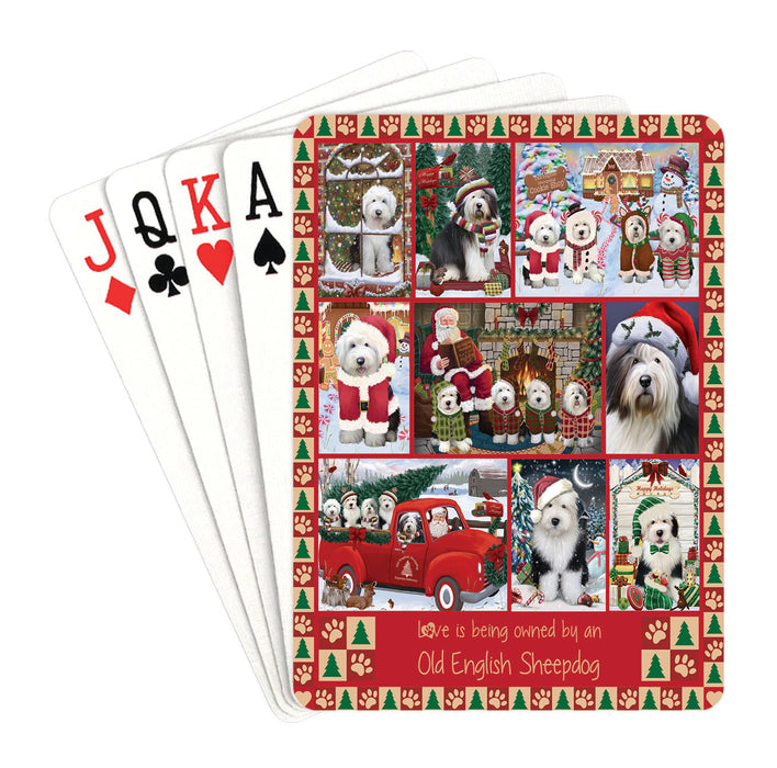 Love is Being Owned Christmas Old English Sheepdogs Playing Card Decks