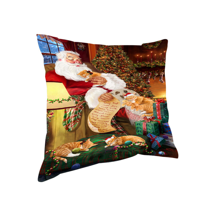 Santa Sleeping with Orange Tabby Cats Christmas Pillow PIL67900