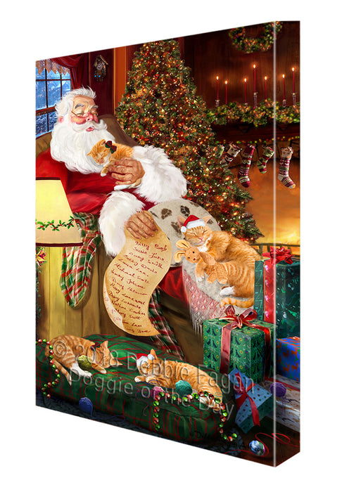 Santa Sleeping with Orange Tabby Cats Christmas Canvas Print Wall Art Décor CVS93221