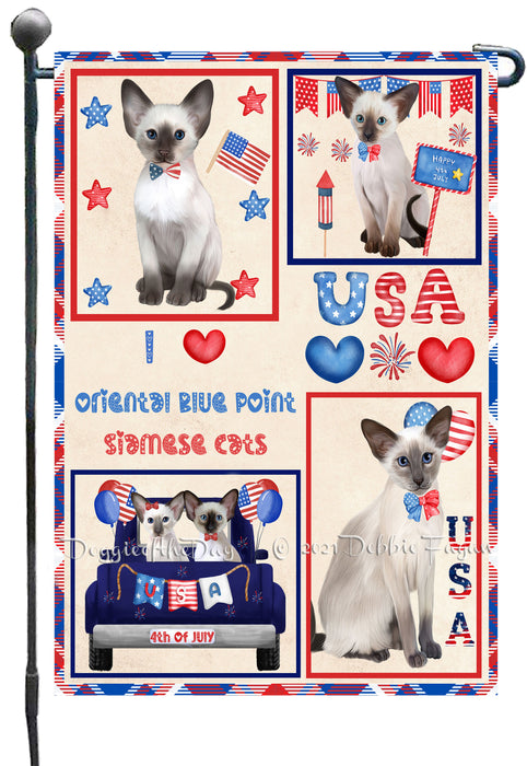 4th of July Independence Day I Love USA Oriental Blue Point Siamese Cats Garden Flag GFLG66921