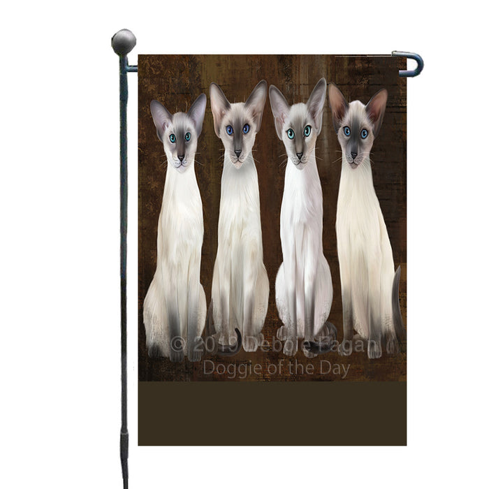 Personalized Rustic 4 Oriental Blue Point Siamese Cats Custom Garden Flag GFLG63353
