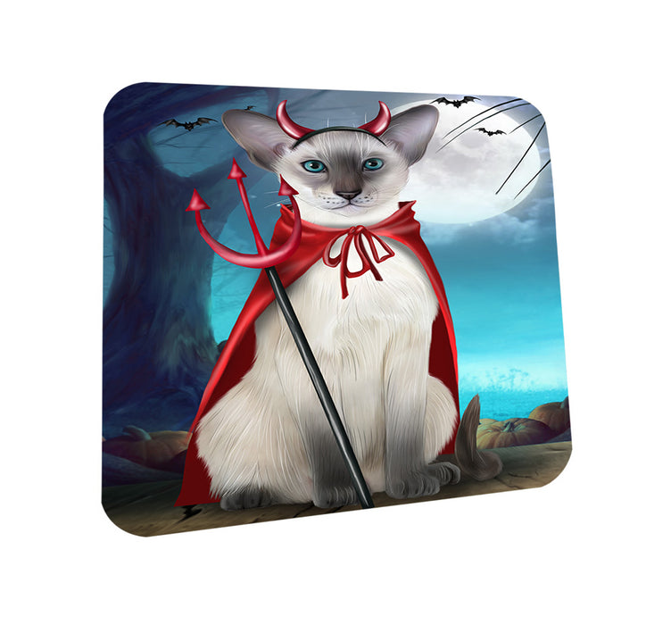 Happy Halloween Trick or Treat Oriental Blue Point Siamese Cat Coasters Set of 4 CST54474