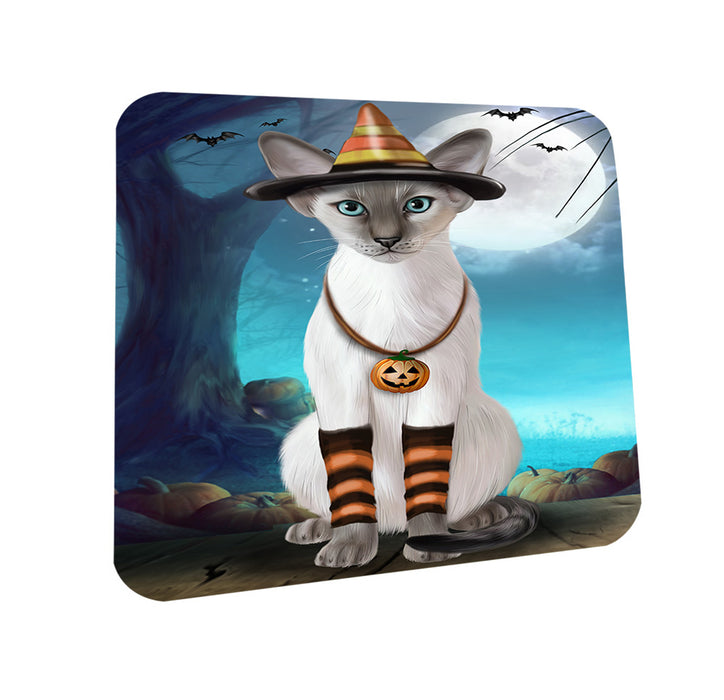Happy Halloween Trick or Treat Oriental Blue Point Siamese Cat Coasters Set of 4 CST54475