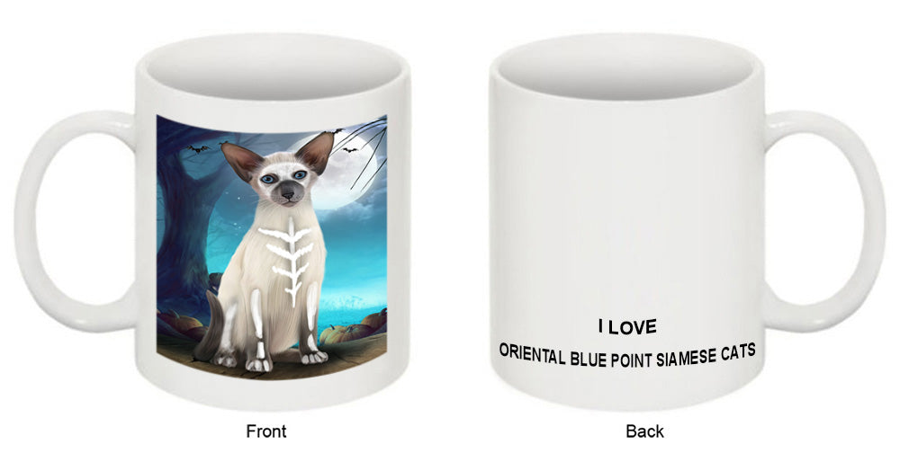 Happy Halloween Trick or Treat Oriental Blue Point Siamese Cat Coffee Mug MUG49916