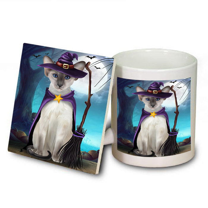 Happy Halloween Trick or Treat Oriental Blue Point Siamese Cat Mug and Coaster Set MUC54511