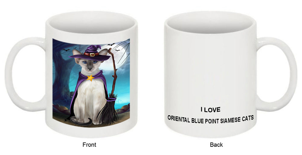 Happy Halloween Trick or Treat Oriental Blue Point Siamese Cat Coffee Mug MUG49917