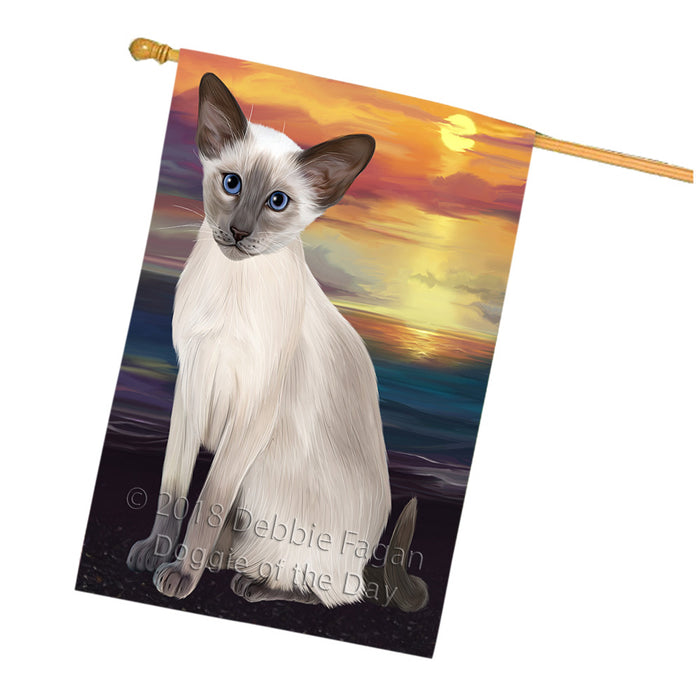 Sunset Oriental Blue Point Siamese Cat Dog House Flag FLG65197