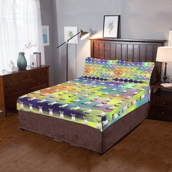 Paradise Wave Oriental Blue Point Siamese Cats 3-Piece Bedding Set