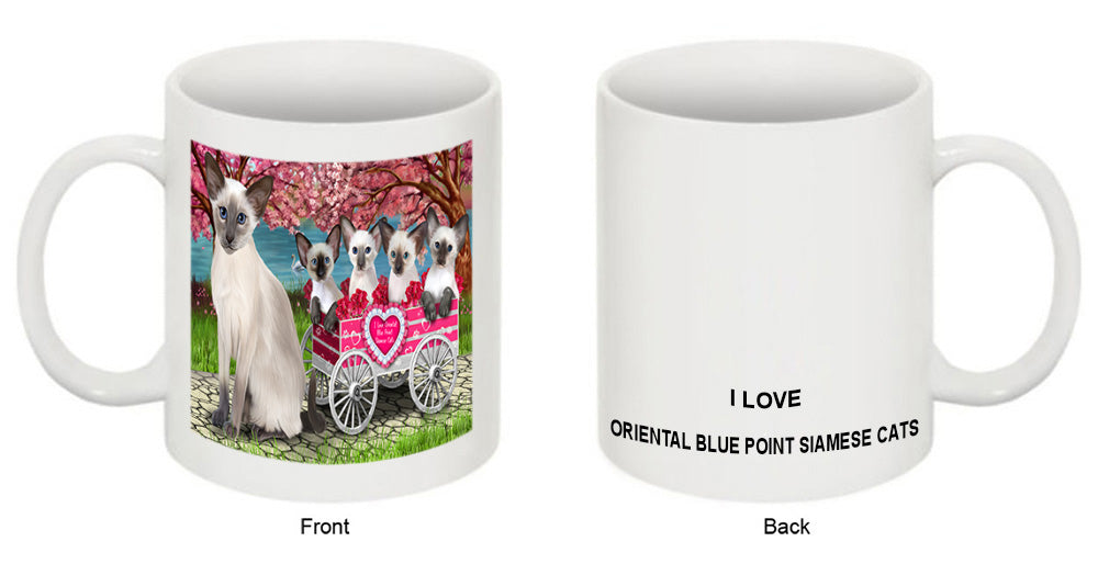 I Love Oriental Blue Point Siamese Cats in a Cart Coffee Mug MUG52518