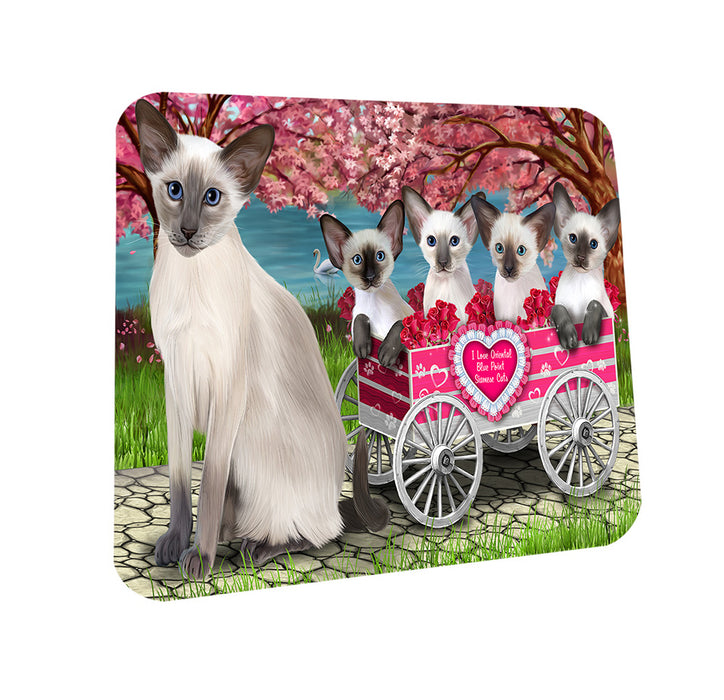 I Love Oriental Blue Point Siamese Cats in a Cart Coasters Set of 4 CST57078