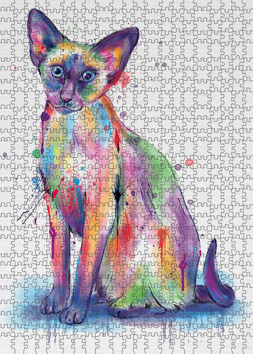 Watercolor Oriental Blue Point Siamese Cat Puzzle with Photo Tin PUZL97408