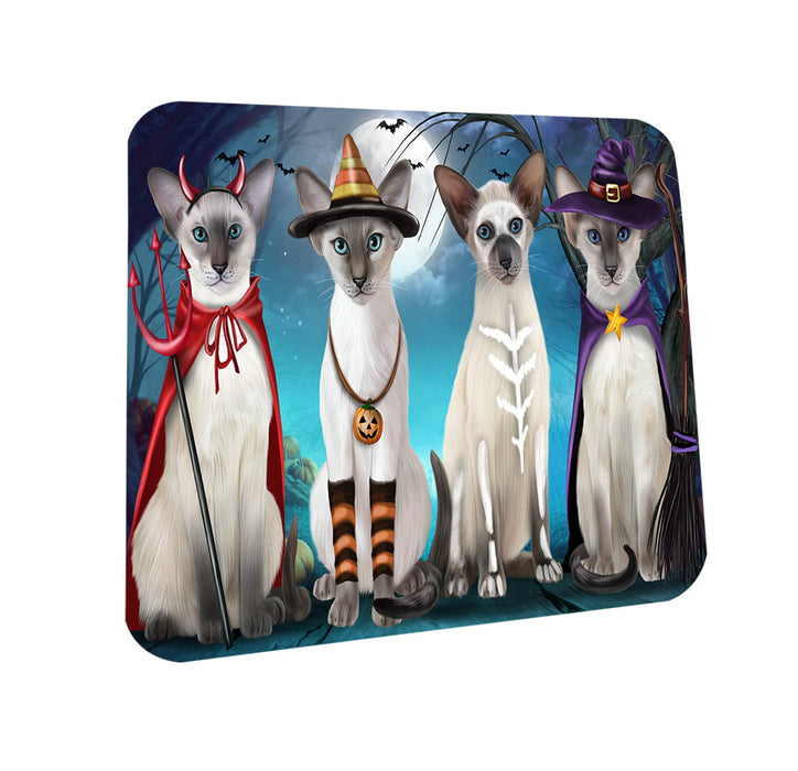 Happy Halloween Trick or Treat Oriental Blue Point Siamese Cats Coasters Set of 4 CST54441