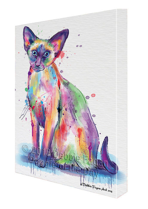 Watercolor Oriental Blue Point Siamese Cat Canvas Print Wall Art Décor CVS137276