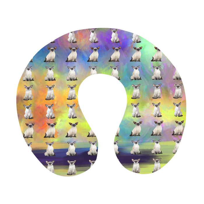 Paradise Wave Oriental Blue Point Siamese Cats U-Shape Travel Pillow