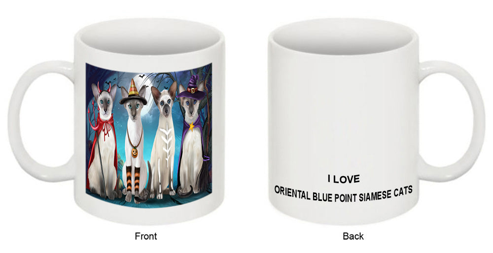 Happy Halloween Trick or Treat Oriental Blue Point Siamese Cats Coffee Mug MUG49881