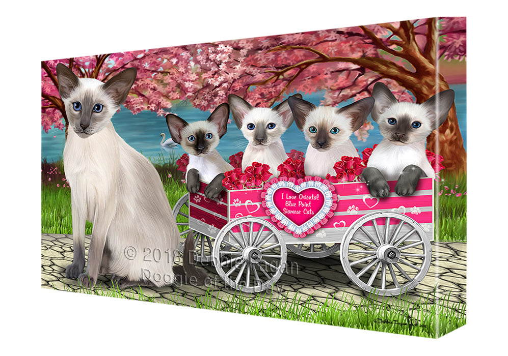 I Love Oriental Blue Point Siamese Cats in a Cart Canvas Print Wall Art Décor CVS136520