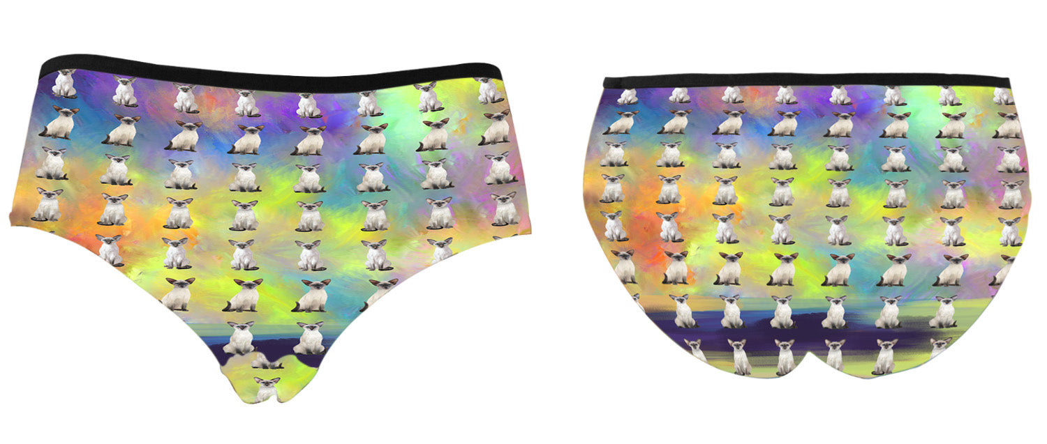 Paradise Wave Oriental Blue Point Siamese Cats High Waist Women's Briefs