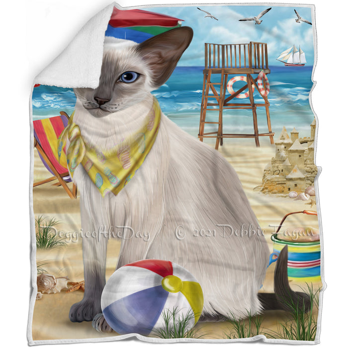 Pet Friendly Beach Blue Point Siamese Cat Blanket BLNKT104799