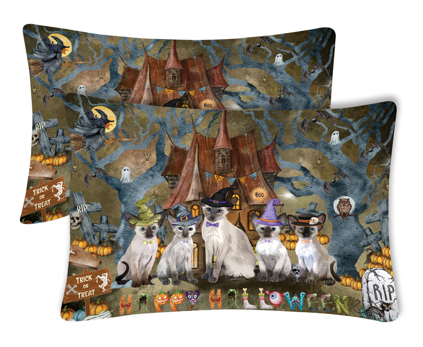 Oriental Blue-Point Siamese Pillow Case: Explore a Variety of Designs, Custom, Standard Pillowcases Set of 2, Personalized, Halloween Gift for Pet and Cat Lovers