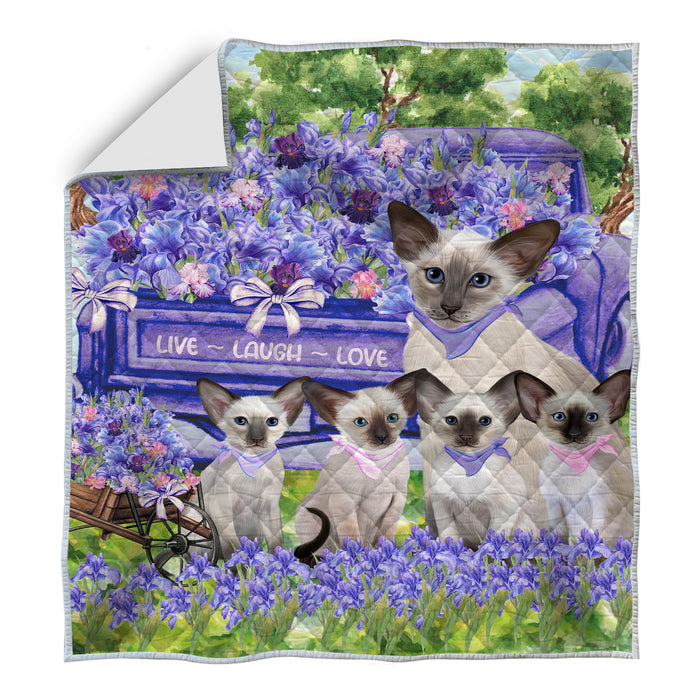 Oriental Blue-Point Siamese Quilt: Explore a Variety of Designs, Halloween Bedding Coverlet Quilted, Personalized, Custom, Cat Gift for Pet Lovers