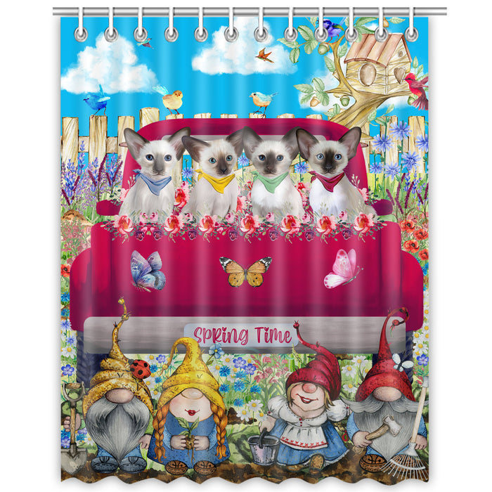 Oriental Blue-Point Siamese Shower Curtain: Explore a Variety of Designs, Halloween Bathtub Curtains for Bathroom with Hooks, Personalized, Custom, Gift for Pet and Cat Lovers