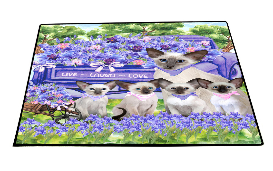 Oriental Blue-Point Siamese Floor Mat and Door Mats, Explore a Variety of Designs, Personalized, Anti-Slip Welcome Mat for Outdoor and Indoor, Custom Gift for Cat Lovers