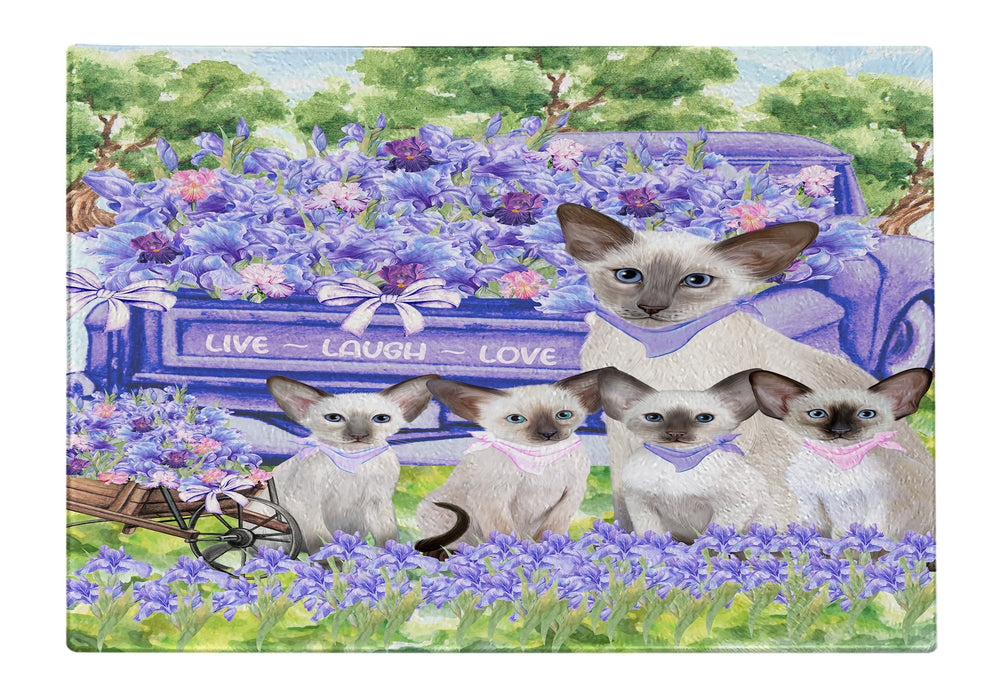 Oriental Blue-Point Siamese Cutting Board for Kitchen, Tempered Glass Scratch and Stain Resistant, Explore a Variety of Designs, Custom, Personalized, Cat Gift for Pet Lovers