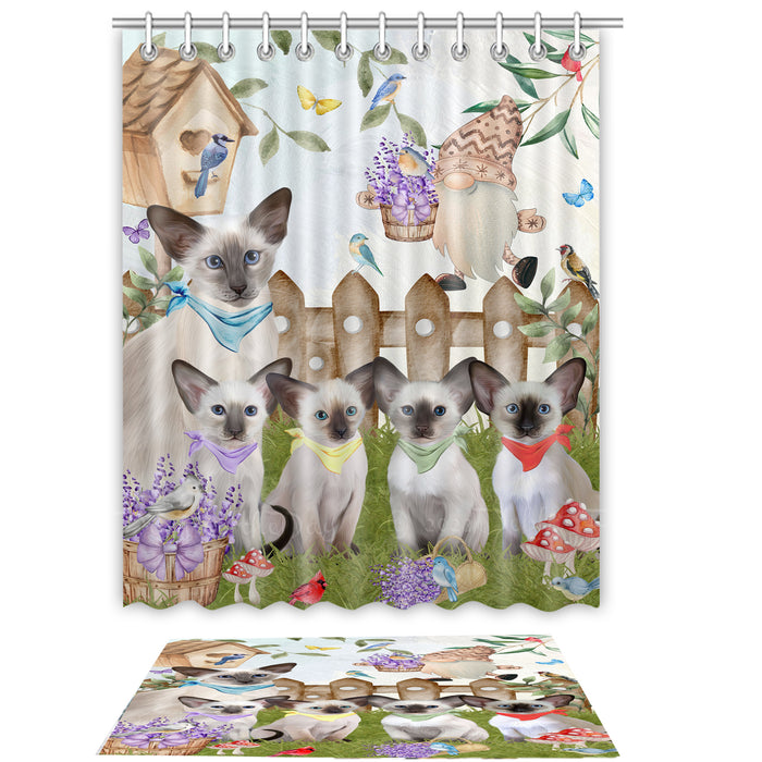 Oriental Blue-Point Siamese Shower Curtain with Bath Mat Set: Explore a Variety of Designs, Personalized, Custom, Curtains and Rug Bathroom Decor, Cat and Pet Lovers Gift