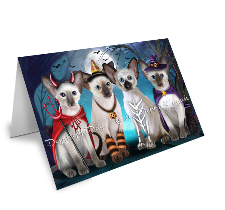 Happy Halloween Trick or Treat Oriental Blue Point Siamese Cats Handmade Artwork Assorted Pets Greeting Cards and Note Cards with Envelopes for All Occasions and Holiday Seasons GCD76793