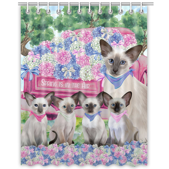 Oriental Blue-Point Siamese Shower Curtain: Explore a Variety of Designs, Halloween Bathtub Curtains for Bathroom with Hooks, Personalized, Custom, Gift for Pet and Cat Lovers