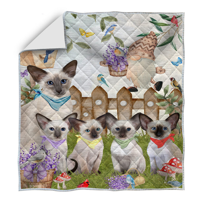 Oriental Blue-Point Siamese Quilt, Explore a Variety of Bedding Designs, Bedspread Quilted Coverlet, Custom, Personalized, Pet Gift for Cat Lovers