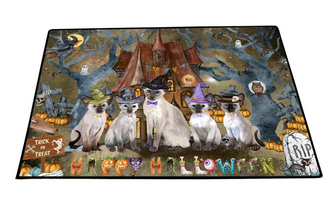 Oriental Blue-Point Siamese Floor Mat, Non-Slip Door Mats for Indoor and Outdoor, Custom, Explore a Variety of Personalized Designs, Cat Gift for Pet Lovers