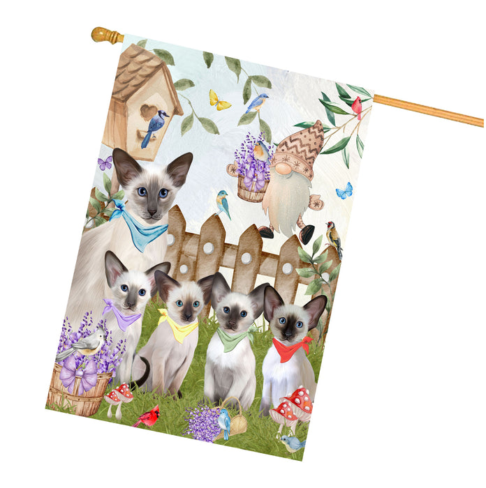 Oriental Blue-Point Siamese Cats House Flag: Explore a Variety of Designs, Custom, Personalized, Weather Resistant, Double-Sided, Home Outside Yard Decor for Cat and Pet Lovers