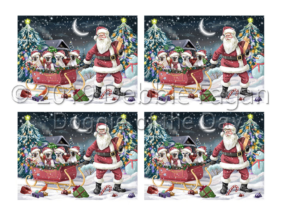 Santa Sled Dogs Christmas Happy Holidays Oriental Blue Point Siamese Cats Placemat