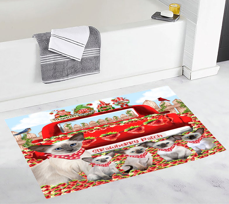 Oriental Blue-Point Siamese Bath Mat, Anti-Slip Bathroom Rug Mats, Explore a Variety of Designs, Custom, Personalized, Cat Gift for Pet Lovers