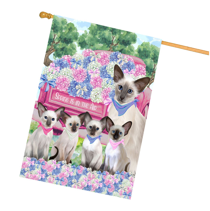Oriental Blue-Point Siamese Cats House Flag: Explore a Variety of Personalized Designs, Double-Sided, Weather Resistant, Custom, Home Outside Yard Decor for Cat and Pet Lovers
