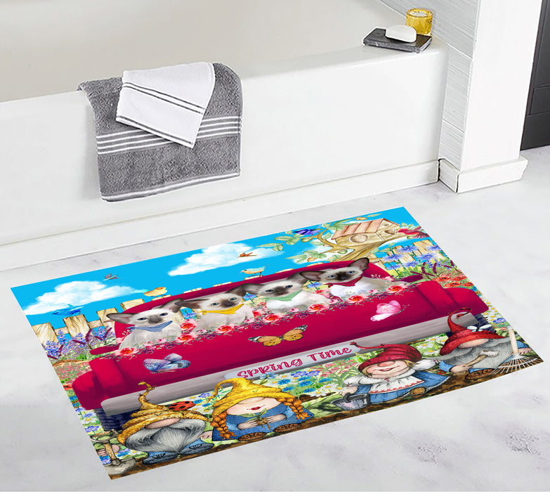 Oriental Blue-Point Siamese Bath Mat: Explore a Variety of Designs, Custom, Personalized, Anti-Slip Bathroom Rug Mats, Gift for Cat and Pet Lovers