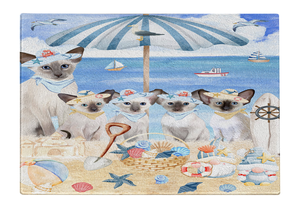 Oriental Blue-Point Siamese Cutting Board, Explore a Variety of Designs, Custom, Personalized, Kitchen Tempered Glass Chopping Meats, Vegetables, Cat Gift for Pet Lovers