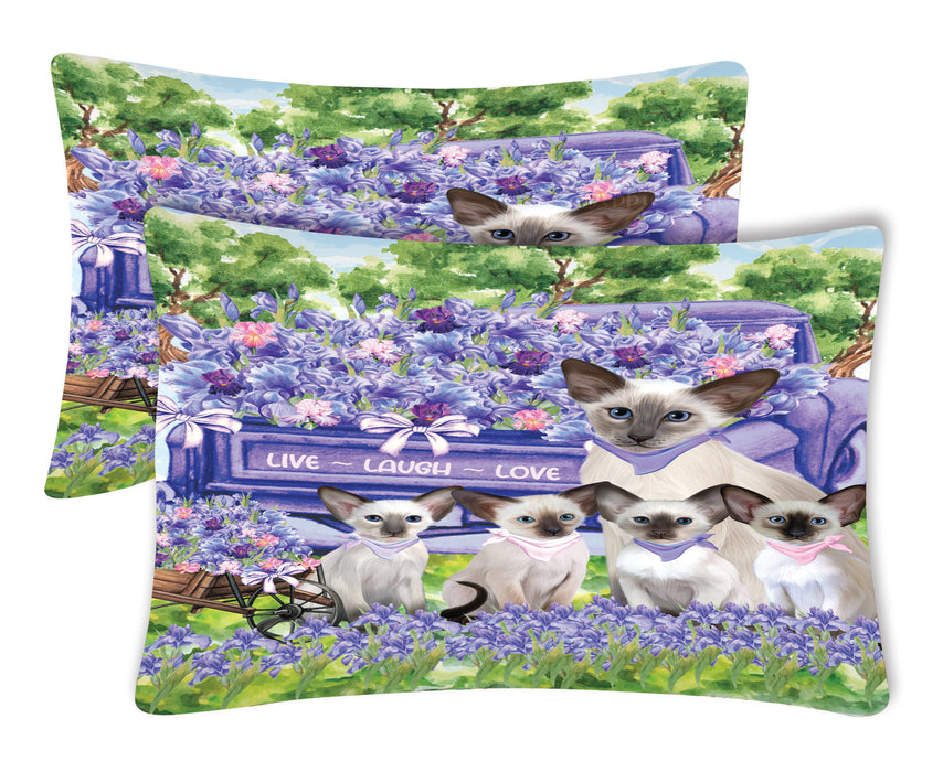 Oriental Blue-Point Siamese Pillow Case: Explore a Variety of Personalized Designs, Custom, Soft and Cozy Pillowcases Set of 2, Pet & Cat Gifts