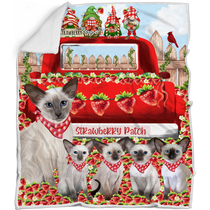 Oriental Blue-Point Siamese Blanket: Explore a Variety of Designs, Personalized, Custom Bed Blankets, Cozy Sherpa, Fleece and Woven, Cat Gift for Pet Lovers