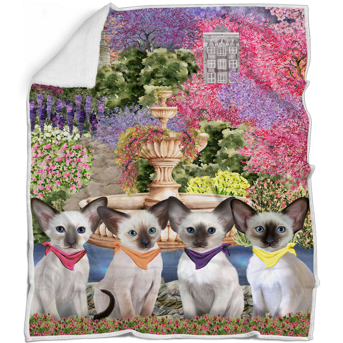 Oriental Blue-Point Siamese Blanket: Explore a Variety of Designs, Cozy Sherpa, Fleece and Woven, Custom, Personalized, Gift for Cat and Pet Lovers