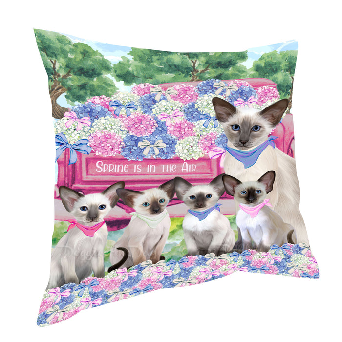 Oriental Blue-Point Siamese Throw Pillow: Explore a Variety of Designs, Custom, Cushion Pillows for Sofa Couch Bed, Personalized, Cat Lover's Gifts
