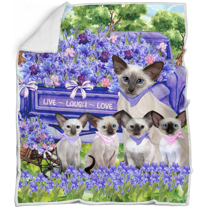Oriental Blue-Point Siamese Blanket: Explore a Variety of Designs, Cozy Sherpa, Fleece and Woven, Custom, Personalized, Gift for Cat and Pet Lovers