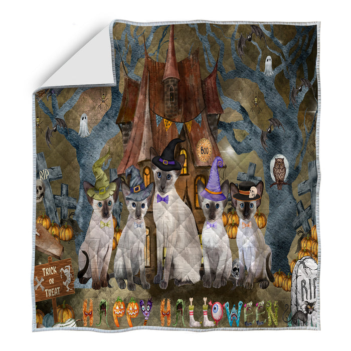 Oriental Blue-Point Siamese Quilt, Explore a Variety of Bedding Designs, Bedspread Quilted Coverlet, Custom, Personalized, Pet Gift for Cat Lovers