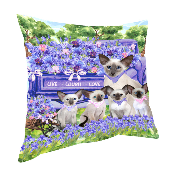 Oriental Blue-Point Siamese Throw Pillow, Explore a Variety of Custom Designs, Personalized, Cushion for Sofa Couch Bed Pillows, Pet Gift for Cat Lovers