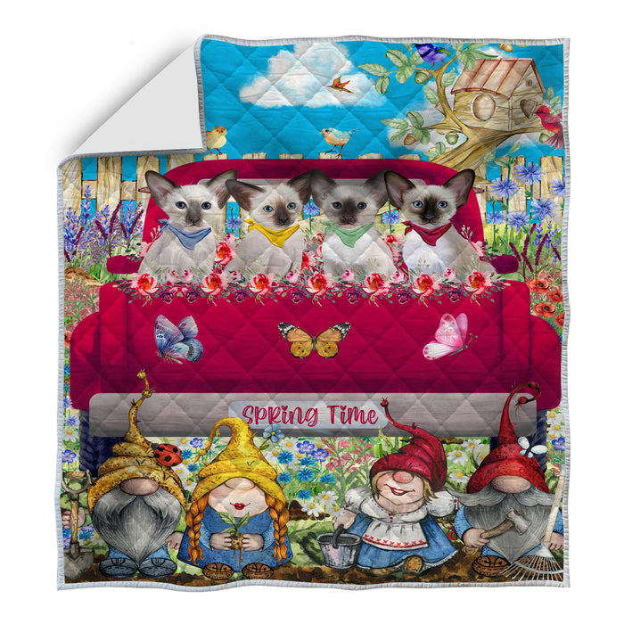 Oriental Blue-Point Siamese Bed Quilt, Explore a Variety of Designs, Personalized, Custom, Bedding Coverlet Quilted, Pet and Cat Lovers Gift
