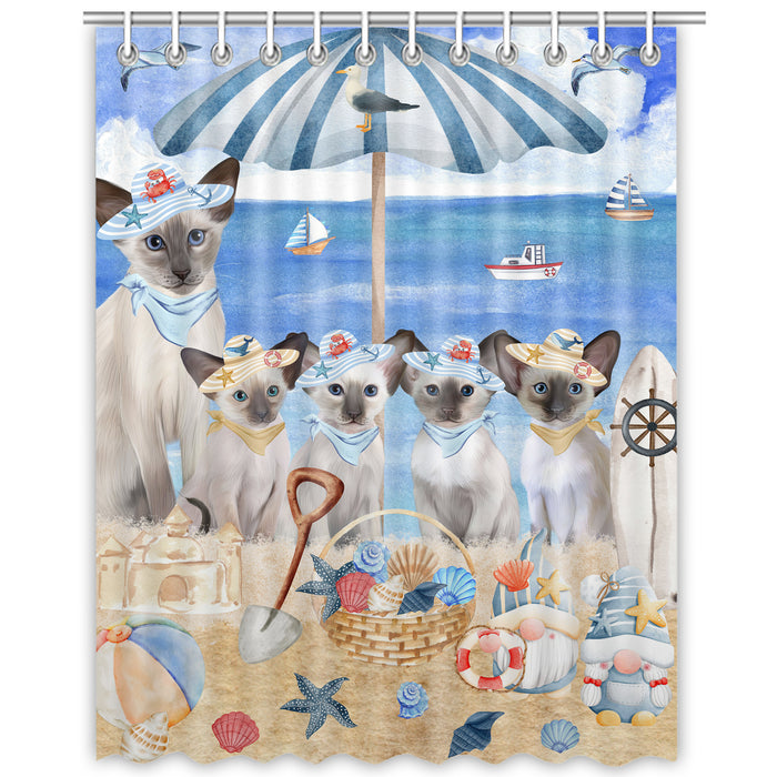Oriental Blue-Point Siamese Shower Curtain, Explore a Variety of Custom Designs, Personalized, Waterproof Bathtub Curtains with Hooks for Bathroom, Gift for Cat and Pet Lovers