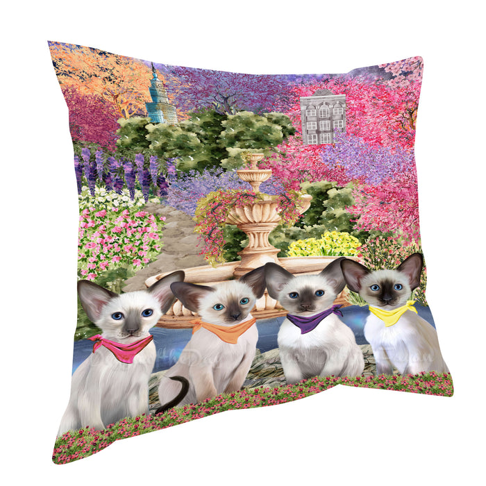 Oriental Blue-Point Siamese Throw Pillow: Explore a Variety of Designs, Cushion Pillows for Sofa Couch Bed, Personalized, Custom, Cat Lover's Gifts
