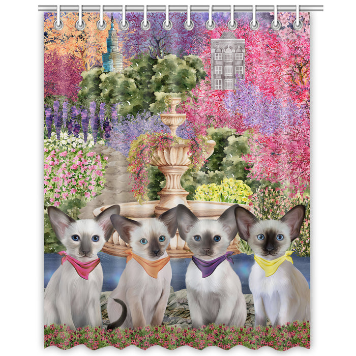 Oriental Blue-Point Siamese Shower Curtain, Custom Bathtub Curtains with Hooks for Bathroom, Explore a Variety of Designs, Personalized, Gift for Pet and Cat Lovers