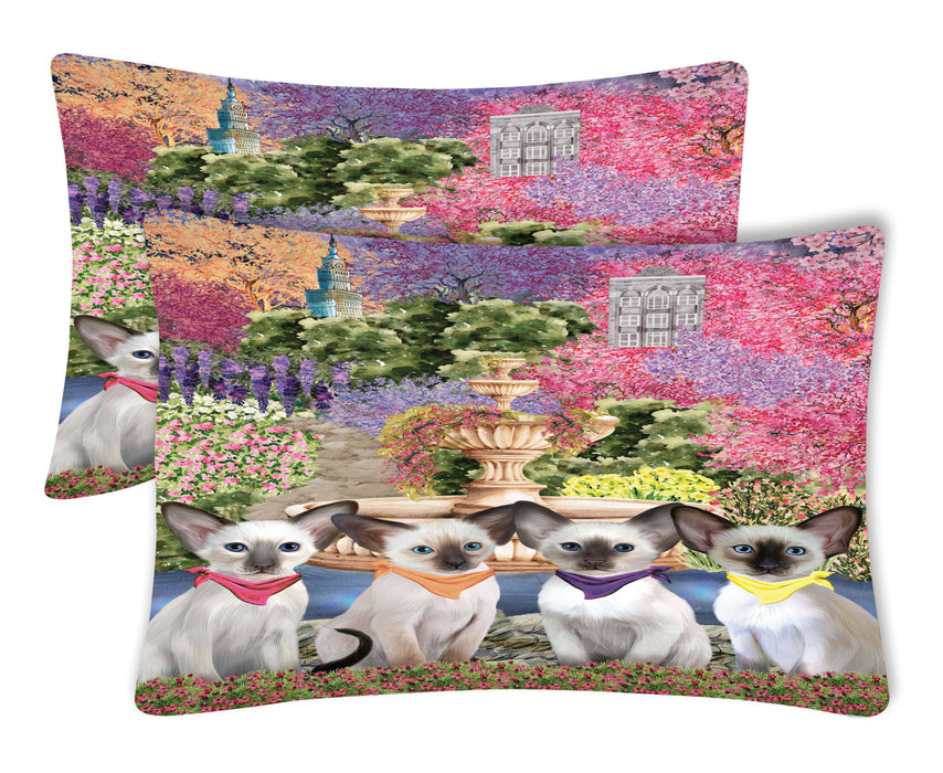 Oriental Blue-Point Siamese Pillow Case with a Variety of Designs, Custom, Personalized, Super Soft Pillowcases Set of 2, Cat and Pet Lovers Gifts